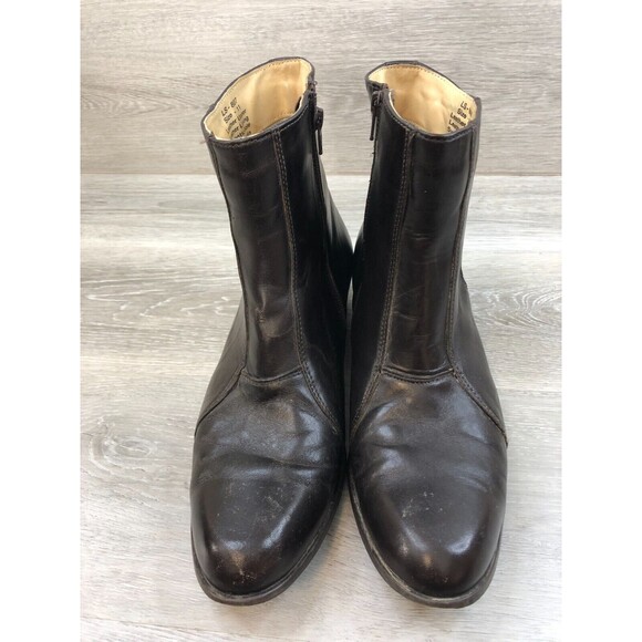 Fortune From Liberty LS-807 Mens  11 Brown Leather Side Zip Biker Ankle Bootie - Picture 2 of 10